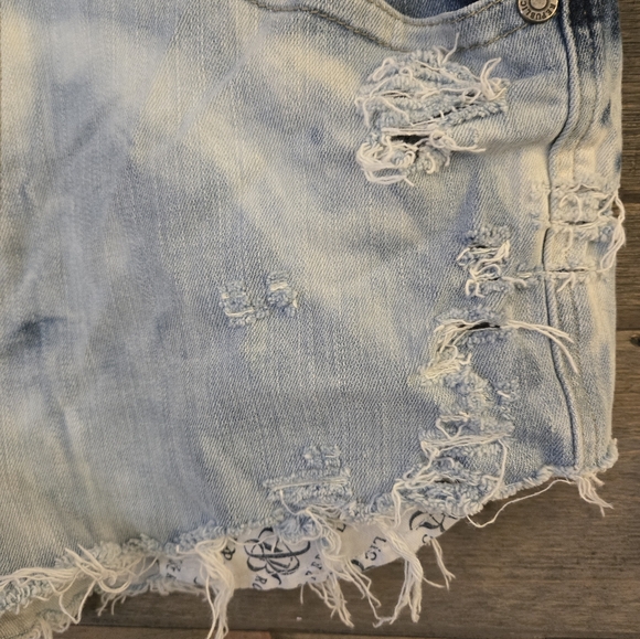 Reworked Rock & Republic Distressed Denium Jean Shorts Cut off Size 34 x 32 - Picture 3 of 8